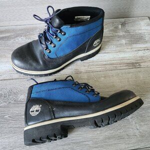 Timberland Campsite Boots Mens Size 8 Waterproof Vintage 90s Black Blue Leather